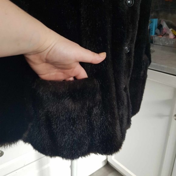 Vintage Tissavel France faux fur button satin lined warm jacket with pockets 1X - Picture 3 of 10